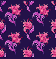 Pattern With Fabulous Sketch Pink Flowers