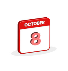 8th October Calendar 3d Icon 3d October 8