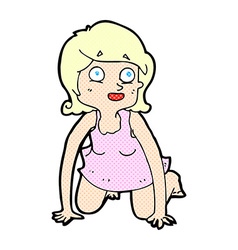 Comic Cartoon Woman On All Fours