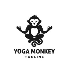 Monkey Meditation Yoga Position Logo Icon