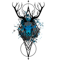 Splatter Colors Tattoo Deer