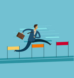 Businessman jumping over hurdles business Vector Image