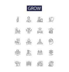 Grow Line Icons And Signs Strengthen