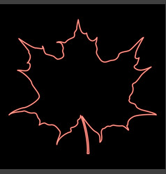 Neon Maple Leaf Silhouette Icon Black Color