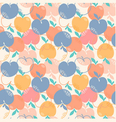 Seamless Pattern With Peaches Or Apricots Leaves