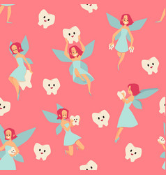 Tooth Fairy Seamless Pattern Kids Dental