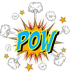 Word Pow On Comic Cloud Explosion Background