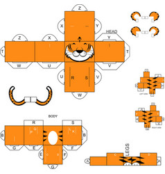 Cube Mockup Tiger Character Cartoon Craft