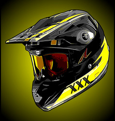 A Black And Yellow Motor Cross Helmet