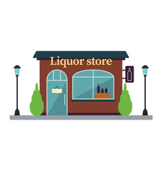 Isolated Front View Liquor Store Building