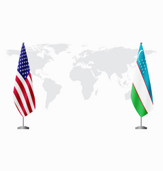 United States And Uzbekistan Flags For Official