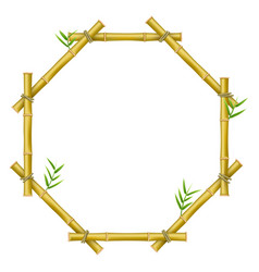 Bamboo Hexagonal Frame With Leaves Brown Wooden