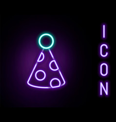 Glowing Neon Line Party Hat Icon Isolated On Black