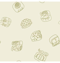 Seamless Pattern With Glyphs Of The Mayan Writing