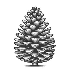 Detailed Pine Cone Engraving Sketch