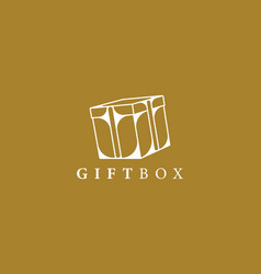 Gift Box Wrapped Logo Design Icon