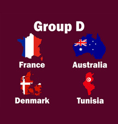 France Danemark Australia And Tunisia Map Flags