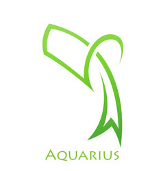 Green Aquarius Zodiac Star Sign With Simplistic