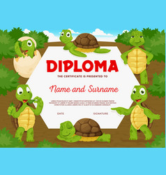 Kids Diploma With Cartoon Turtles Characters