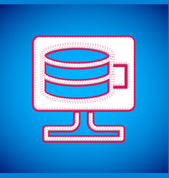 White Cloud Database Icon Isolated On Blue