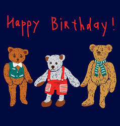 Greeting Card With Old Teddy Bears