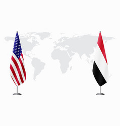 United States And Yemen Flags For Official Meeting