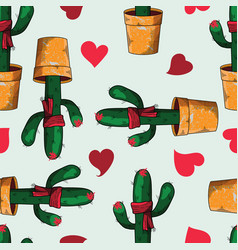 Christmas Cactus With Heart Seamless Patter