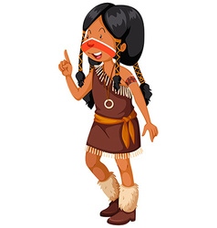 Native American Indian Girl In Brown Costume