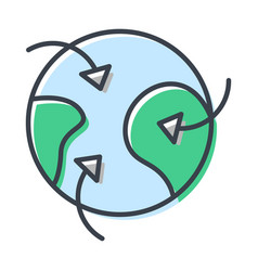 Simple Line Icon Of Planet Earth And Air Currents