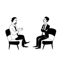 Two Men Are Talking Black Outline Image