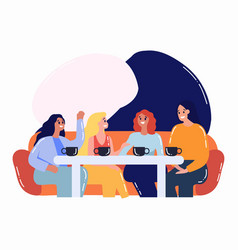 Hand Drawn Group Of Friends Chatting On Sofa In