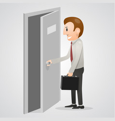 Office Man Opening A Door