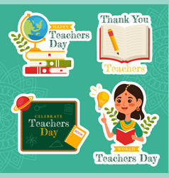 Teacher Day In India Label Flat Cartoon Hand