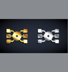 Gold And Silver Neural Network Icon Isolated On