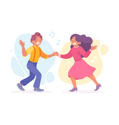 Young Man And Woman Couple Dancing To Music Moving