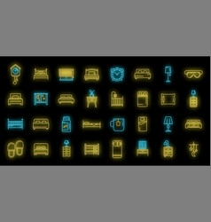 Bedroom Icons Set Neon