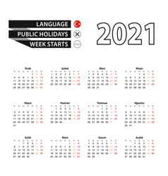 Calendar 2021 In Turkish Language Week Starts