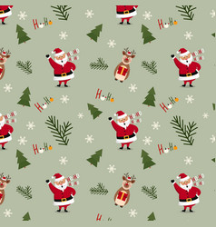 Christmas Pattern With Reindeer Santa Claus