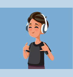 Cool Teen Boy Listening To Music