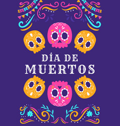 Hand Drawn Flat Dia De Muertos Vertical Banner