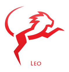 Red Leo Zodiac Star Sign With Simplistic Lines