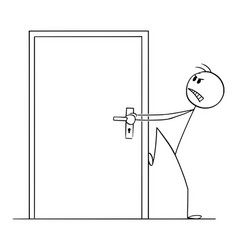 Person trying to open locked or blocked entrance Vector Image