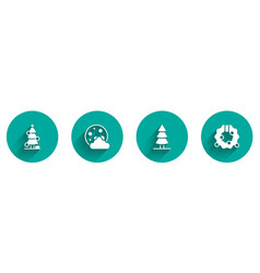 Set Christmas Tree Night And Wreath Icon