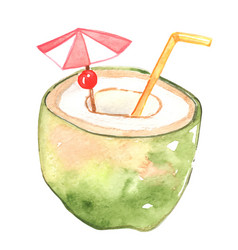 Coconut Cocktail Drinks Watercolor