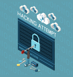 Hacking Lock Isometric Composition