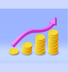 3d Growth Stock Chart Arrow With Golden Coins