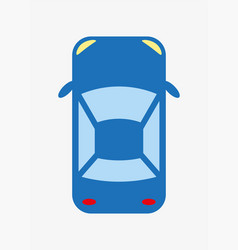 Blue Car Top View Icon On White Background