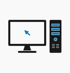 Computer Icon With Cpu Symbol Flat Style Eps