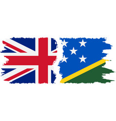 Solomon Islands And United Kingdom Grunge Flags