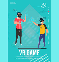 Vr Game Invitation Poster With Cartoon Gamers